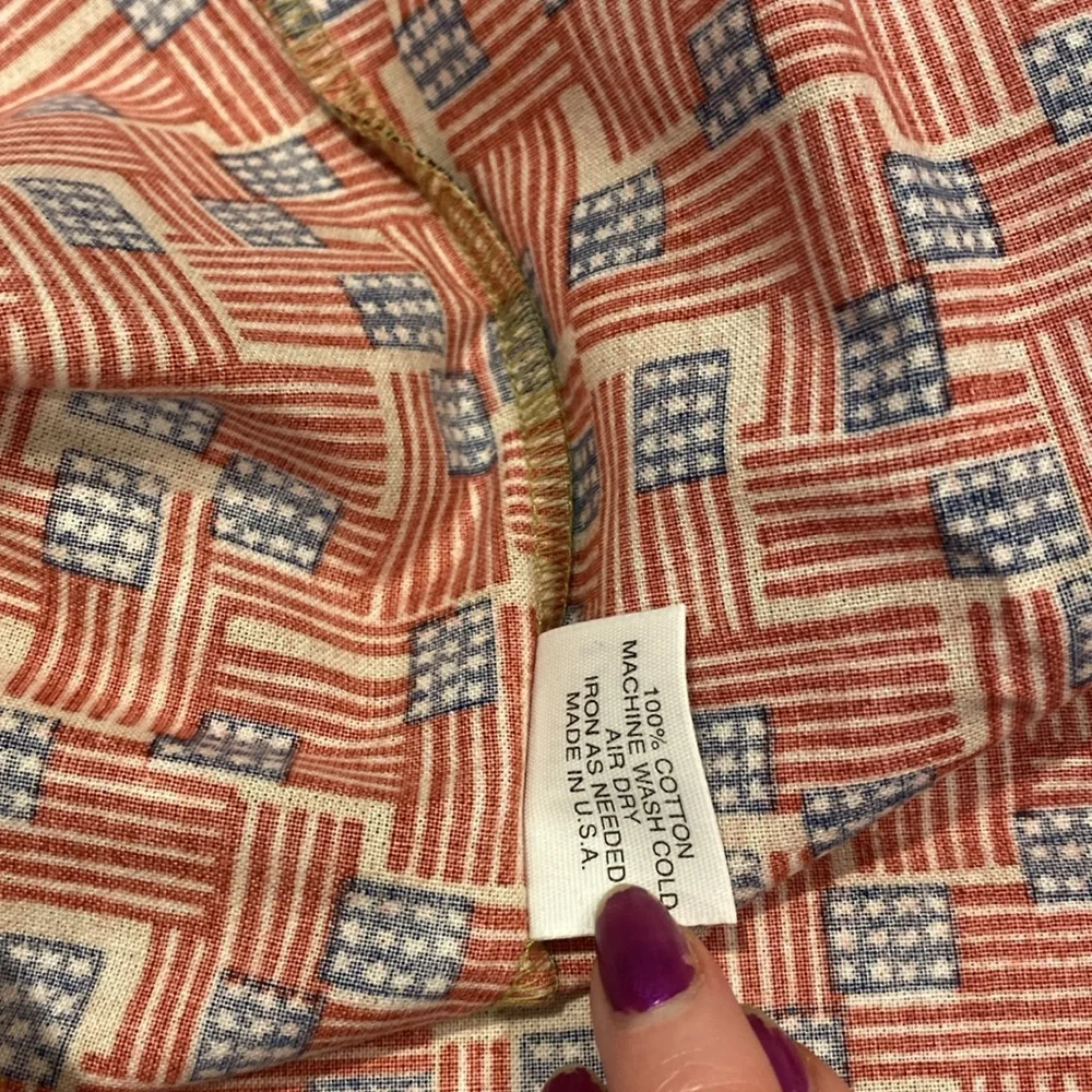 NIP Longaberger XL Oval Picnic Fabric Basket Liner 20509140 Patriotic Flag